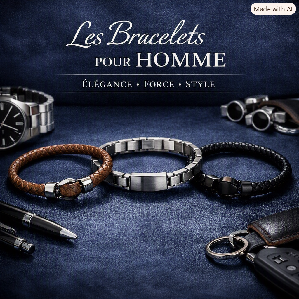 Bracelets pour homme en cuir tressé et acier 316L Flidéa Jewelry