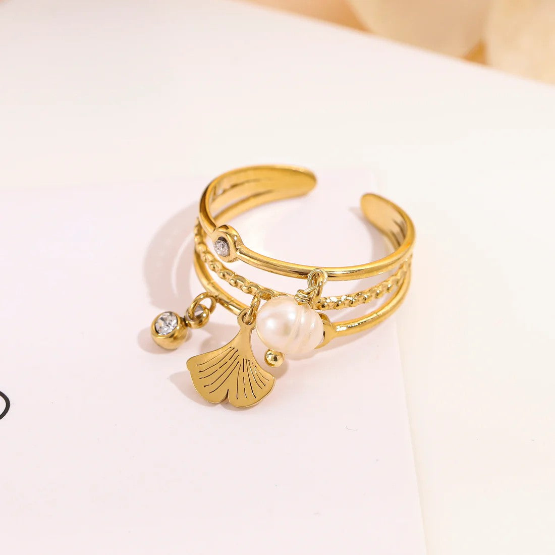 Bague Ginkgo – Doré & Argenté