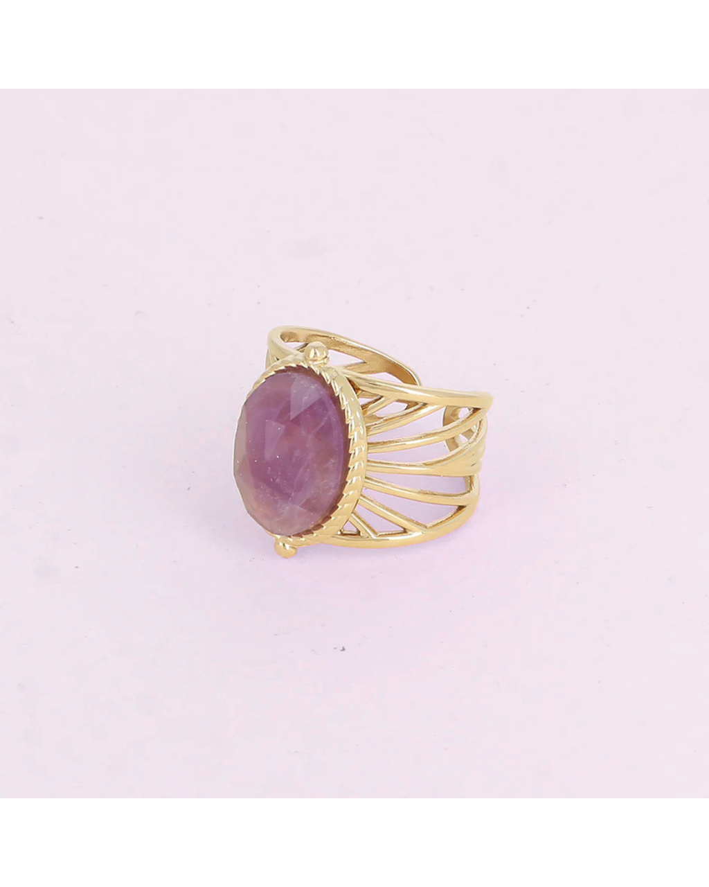 Bague "Violetta" avec une véritable améthyste – Ajustable