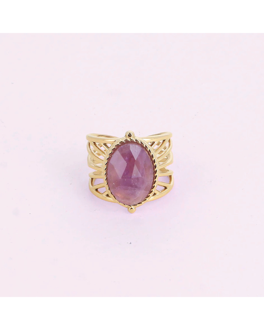 Bague "Violetta" avec une véritable améthyste – Ajustable