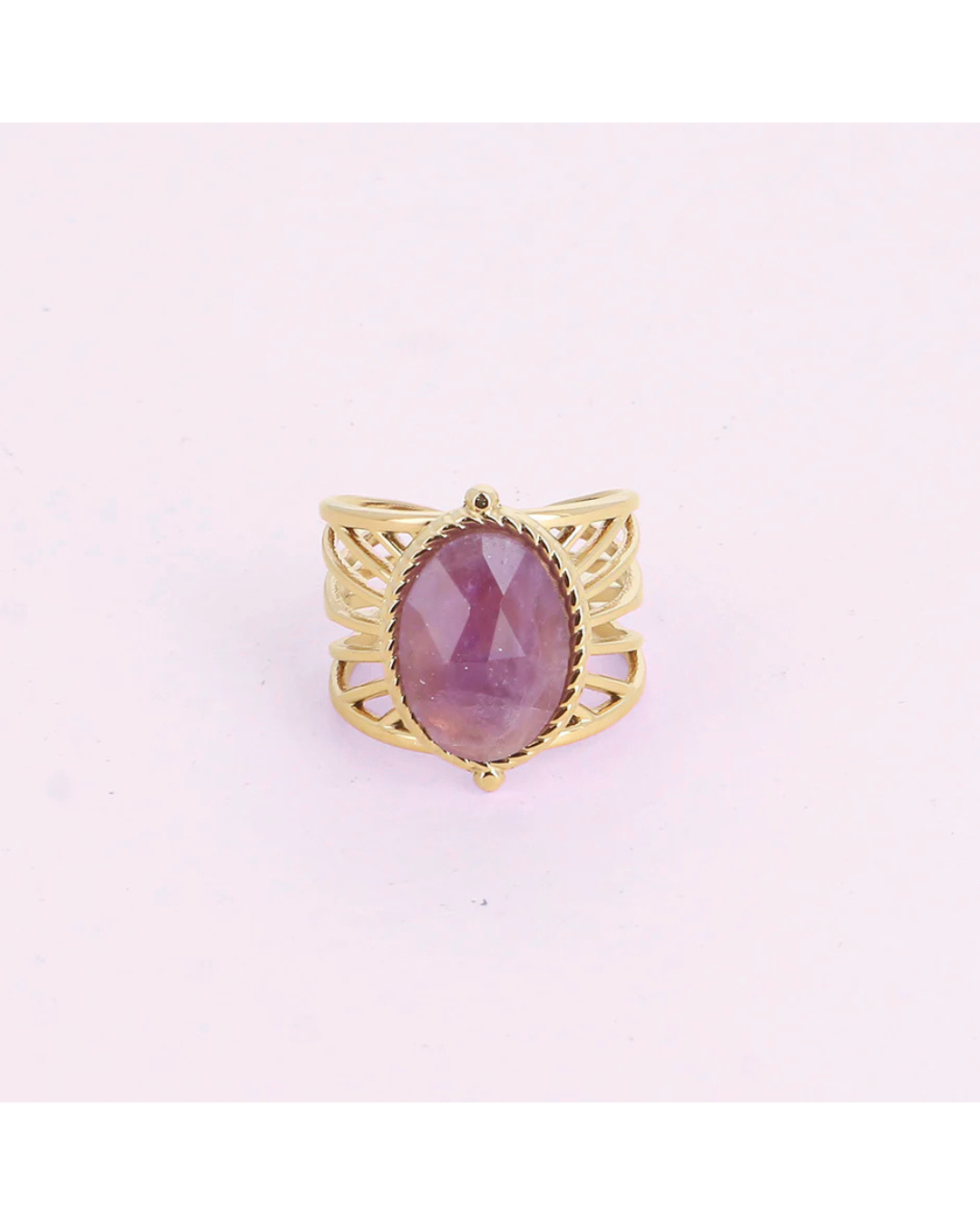 Bague "Violetta" avec une véritable améthyste – Ajustable