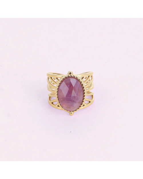 Bague "Violetta" avec une véritable améthyste – Ajustable