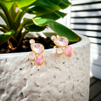 Boucles d’oreilles Rosaline - Cristaux roses & transparents