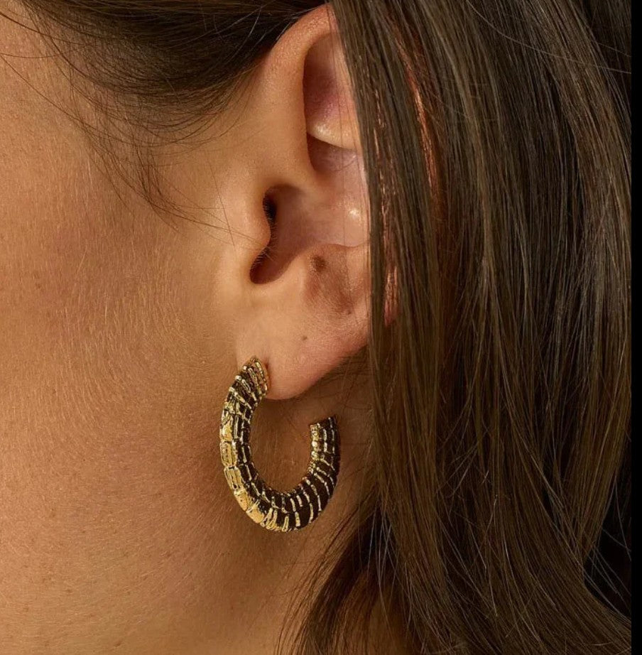 Boucles d’oreilles “Croco” – Créoles motif animalier