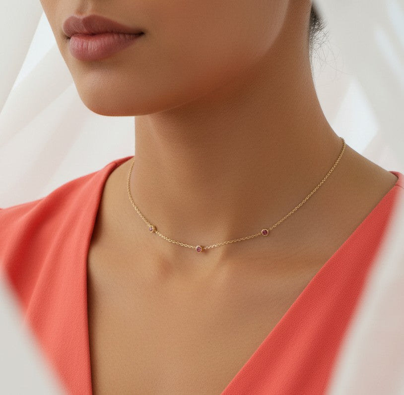 Collier Maelia - doré Rose ou vert