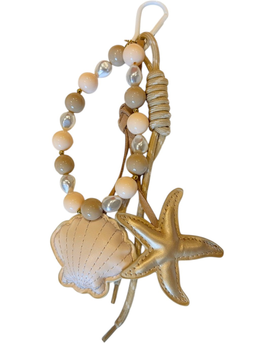 Porte‑clé “Perle d’Été” – Étoile beige & perles nacrées