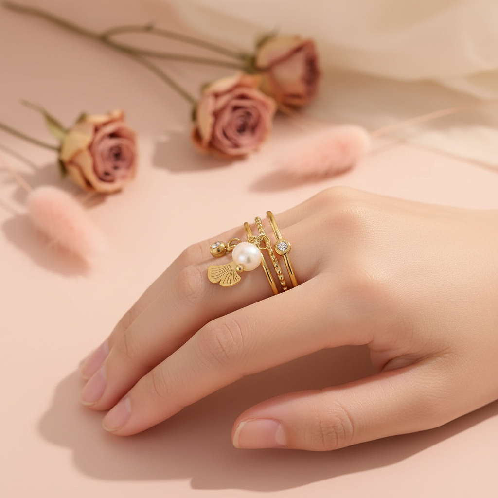 Bague Ginkgo – Doré & Argenté