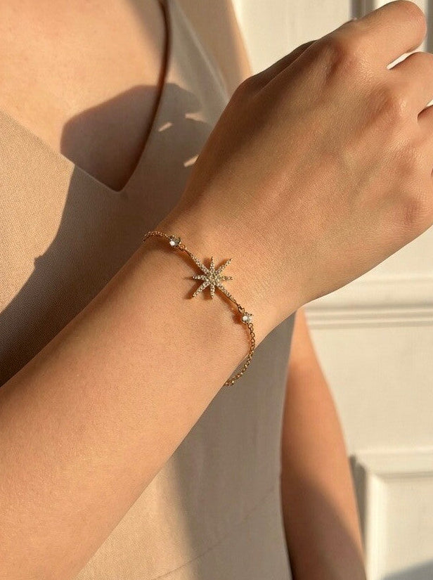Bracelet Stella – Étoile & strass - doré ou argenté