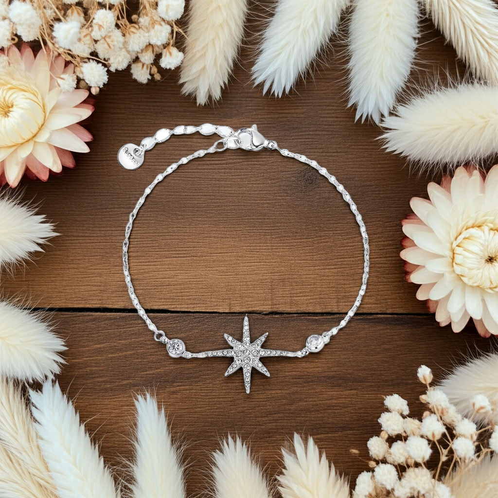Bracelet Stella – Étoile & strass - doré ou argenté