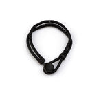 Bracelet Atlas homme en cuir noir avec fermoir argenté en acier inoxydable 316L