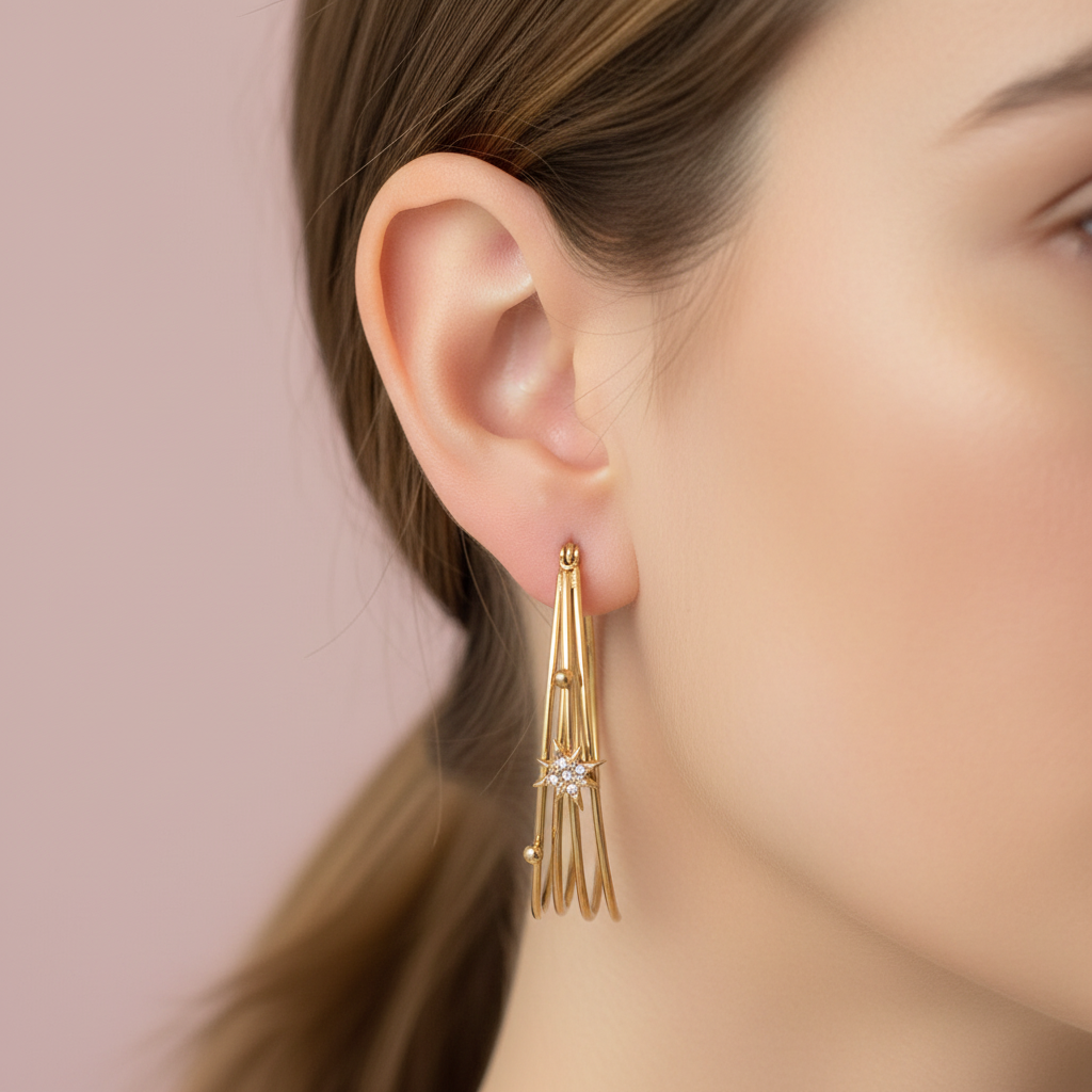 Boucles d’oreilles Ovelia - doré et strass