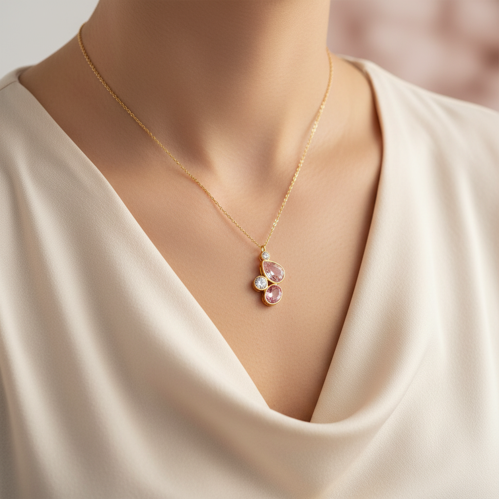 Parure Rosaline - Collier + Boucles d’oreilles